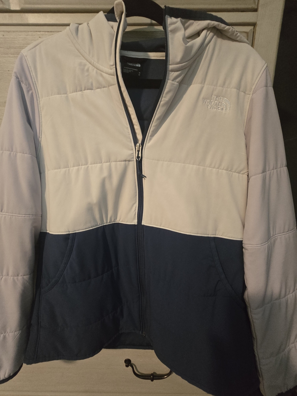 The North Face Two-Tone Hooded Jacket - Light Cream & Navy